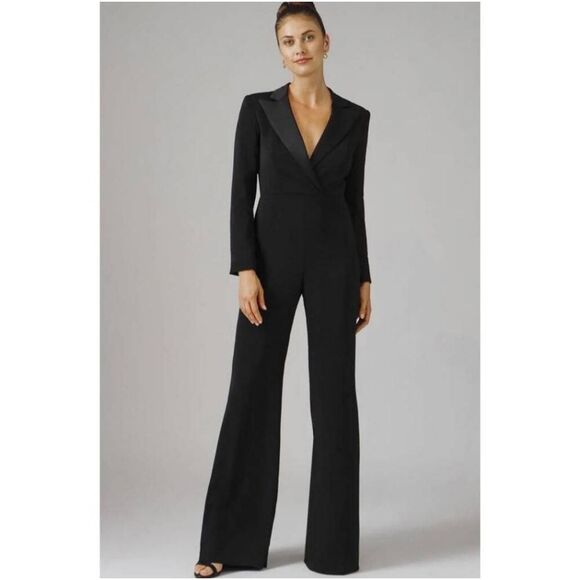 Jay Godfrey Roland Black Tuxedo Jumpsuit Sz 4 Sophisticated Classy Modest Elegan - Picture 13 of 15